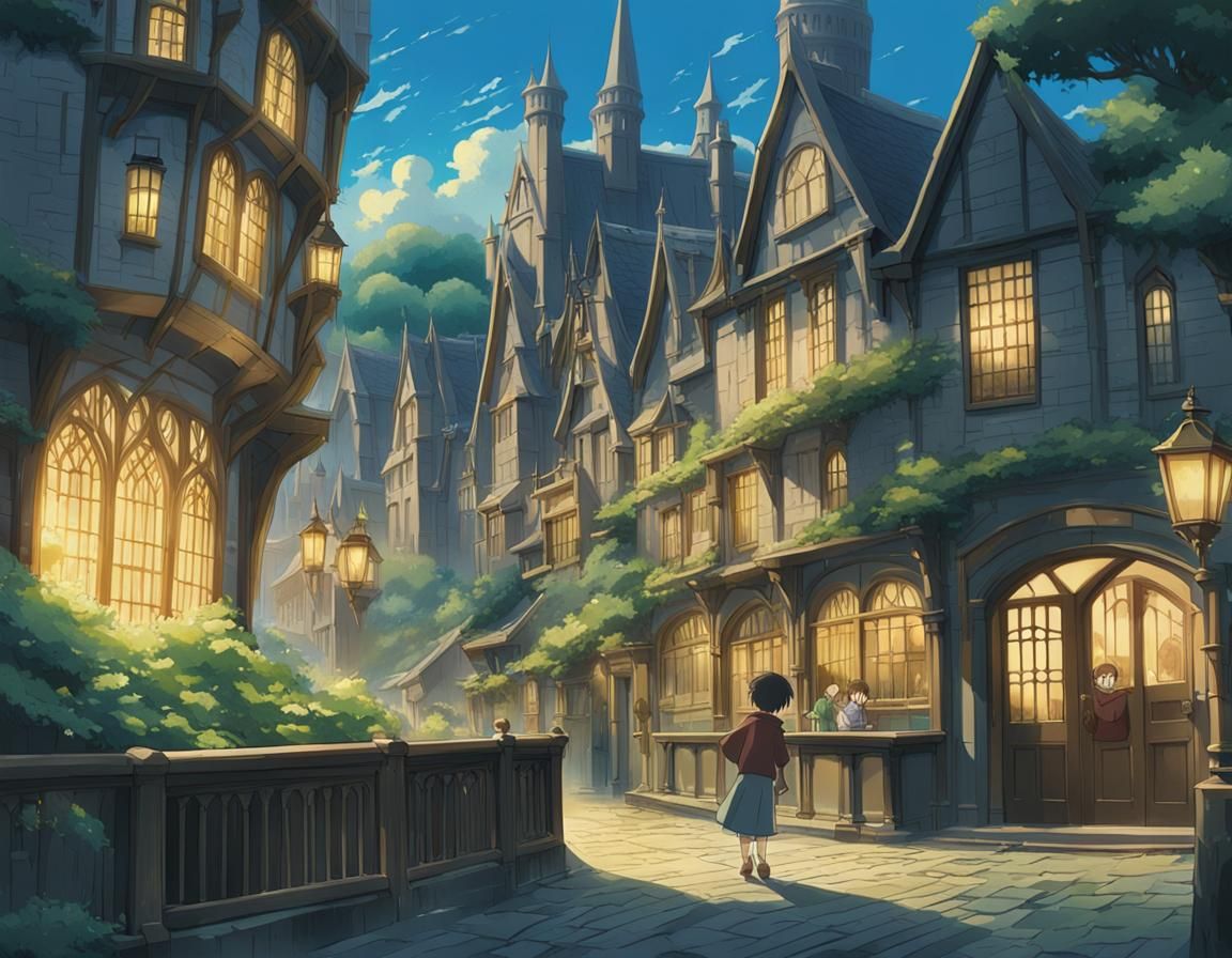 Harry Potter in Studio Ghibli Anime Style