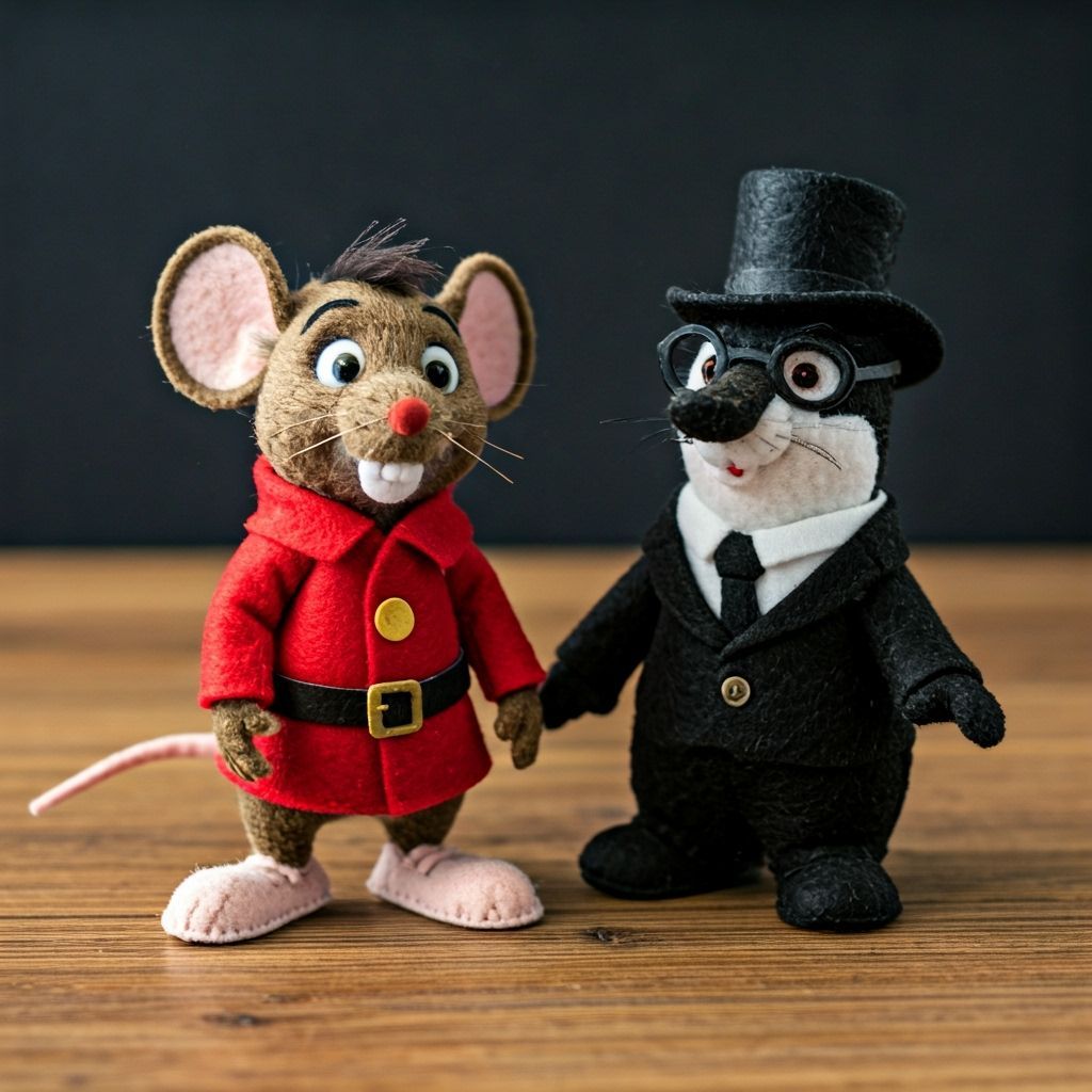 Dangermouse and Penfold Rendered in Felt
