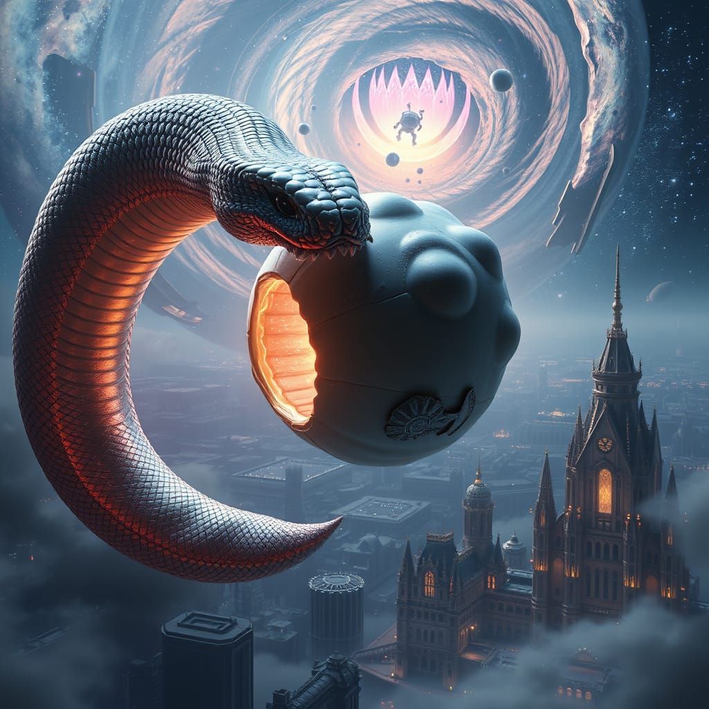 Cosmic Snake Attacks Ethereal Humpty Dumpty