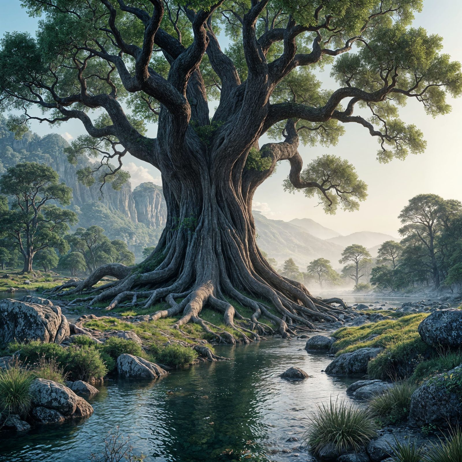 Majestic Tree of Life in Realistic Natural Environment
