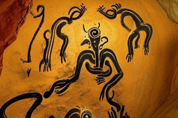 Ancient Cave Painting of Cosmic Entity