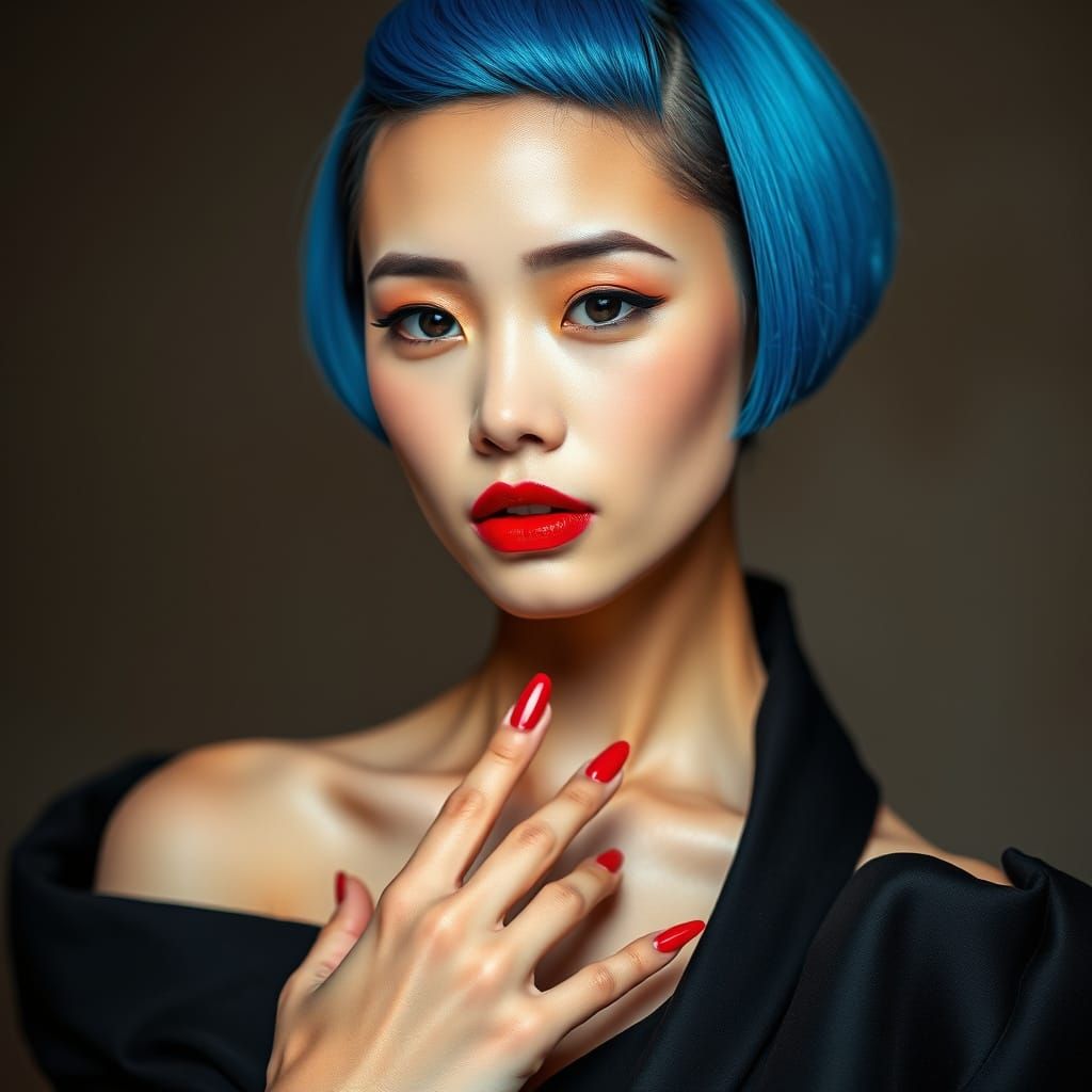 Ethereal Avant-Garde Goddess in Neon Hues and Soft Bokeh