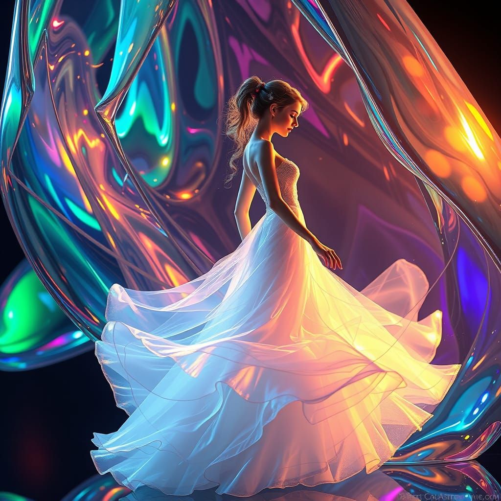 Ethereal Princess Radiates Vibrant Light in Polished Glass S...