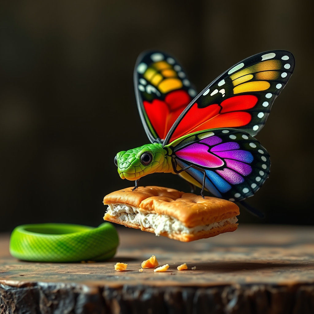 Butterfly-Winged Snake Steals Cracker in Garden