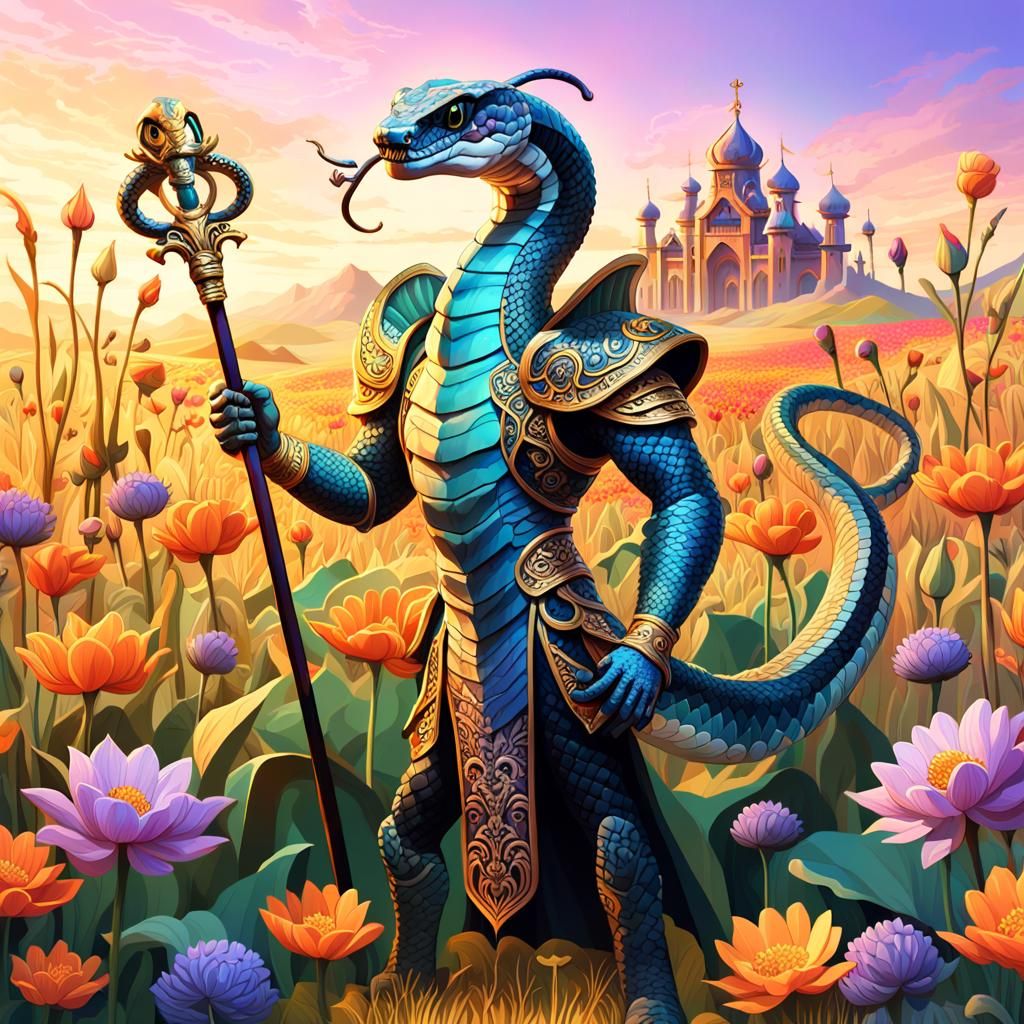 Baroque-Inspired King Cobra Fantasy Art
