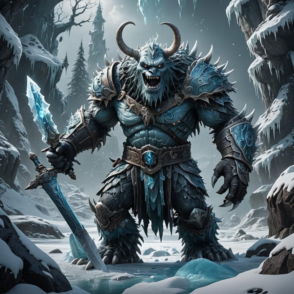 Olaf as a Vicious Ice Monster: Detailed Matte Painting