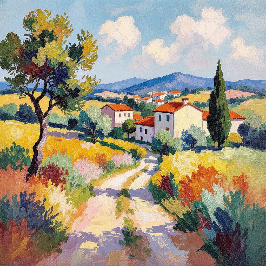 Vibrant Landscape in Impressionist Style