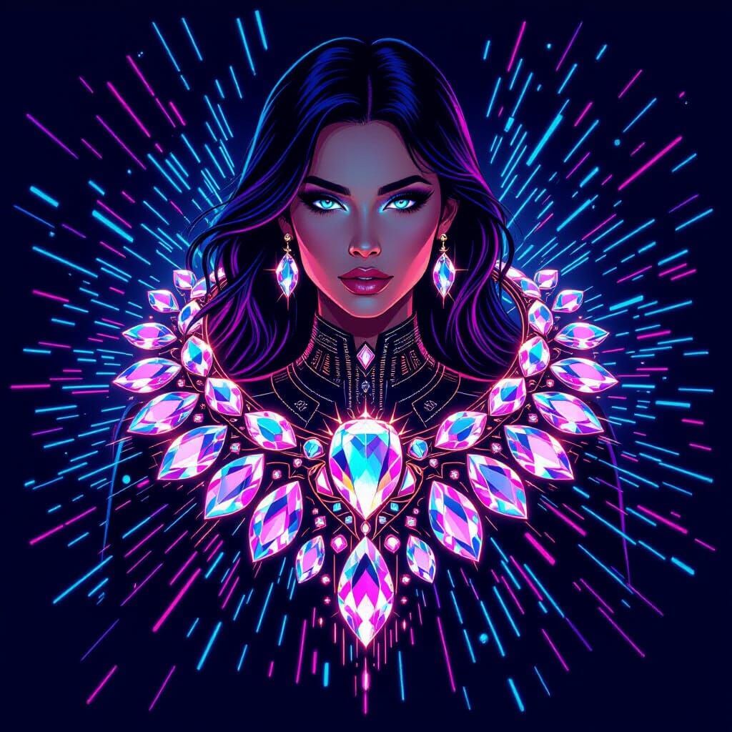 Neon Gemstone Jewelry with Futuristic Glow