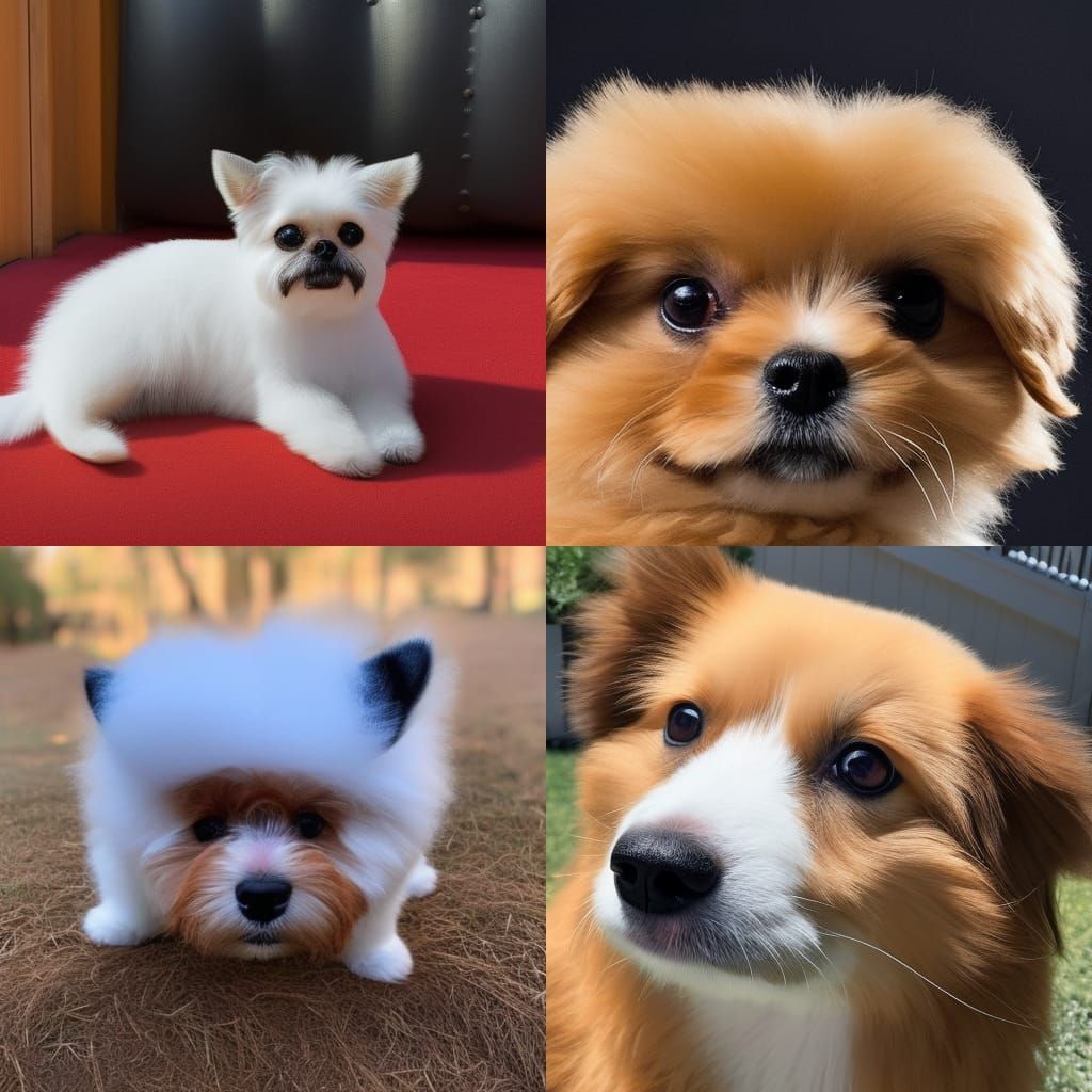 Cute Fluffy Dog Portrait in Impressionist Style