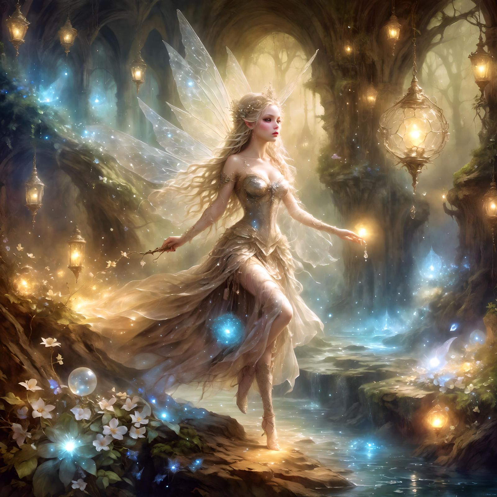 Ethereal Fantasy Scene with Mythical Beings