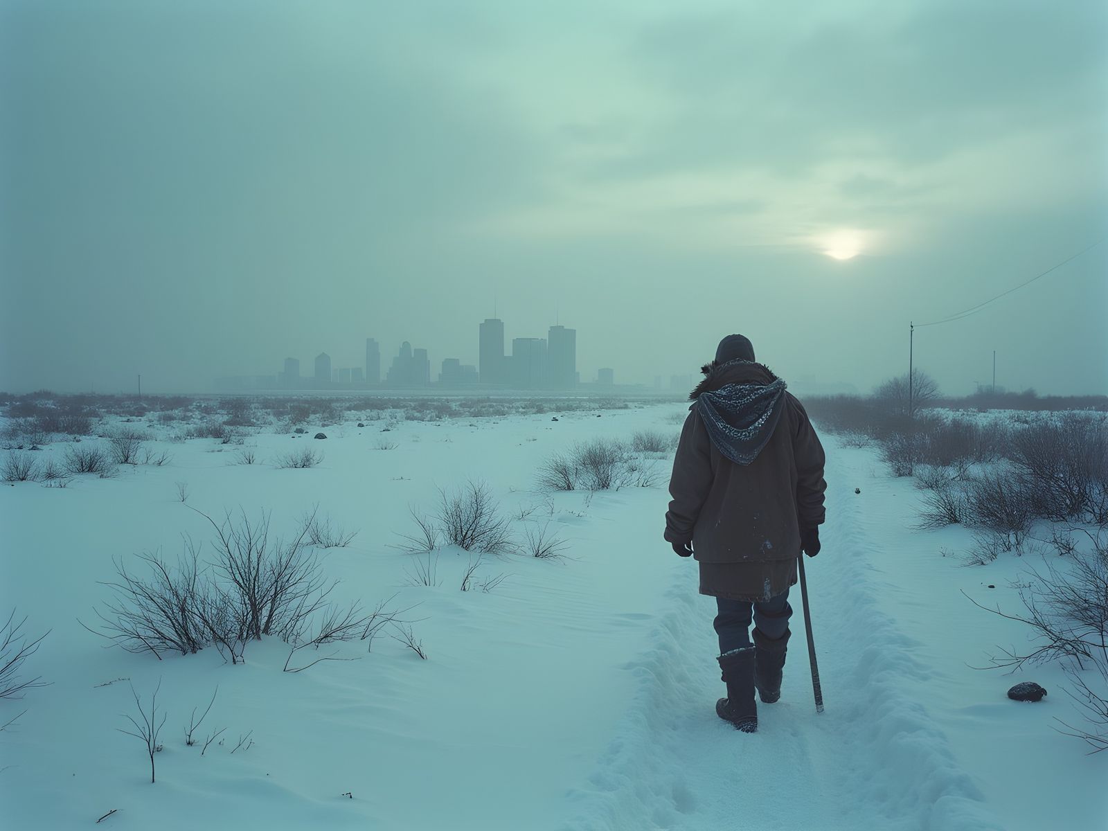 Post-Apocalyptic Nuclear Winter Wasteland in Cinematic Style