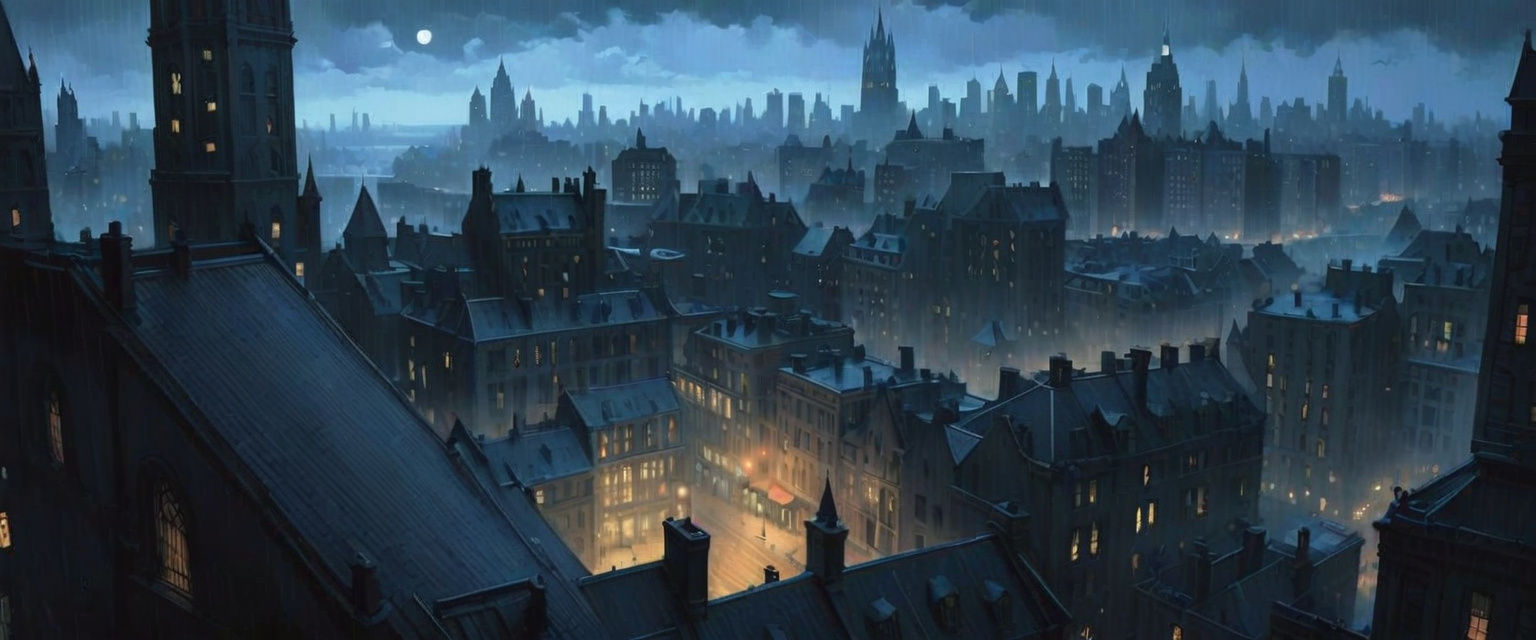 Dark Gotham City at Midnight