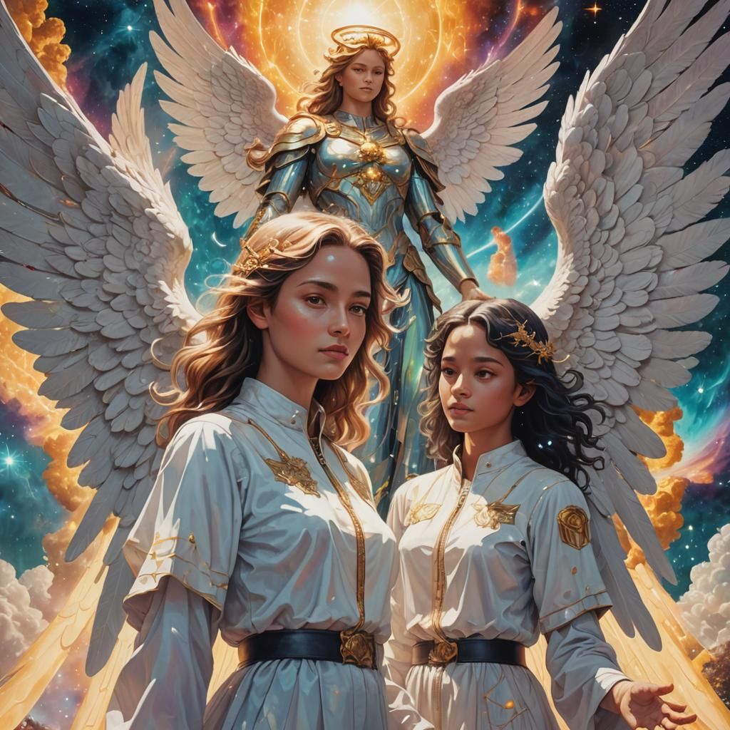 Angels Explain Placebo Effect: Cosmic Visionary Art