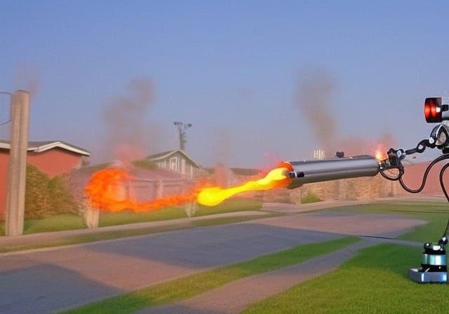 Humanoid Robot with Flamethrower