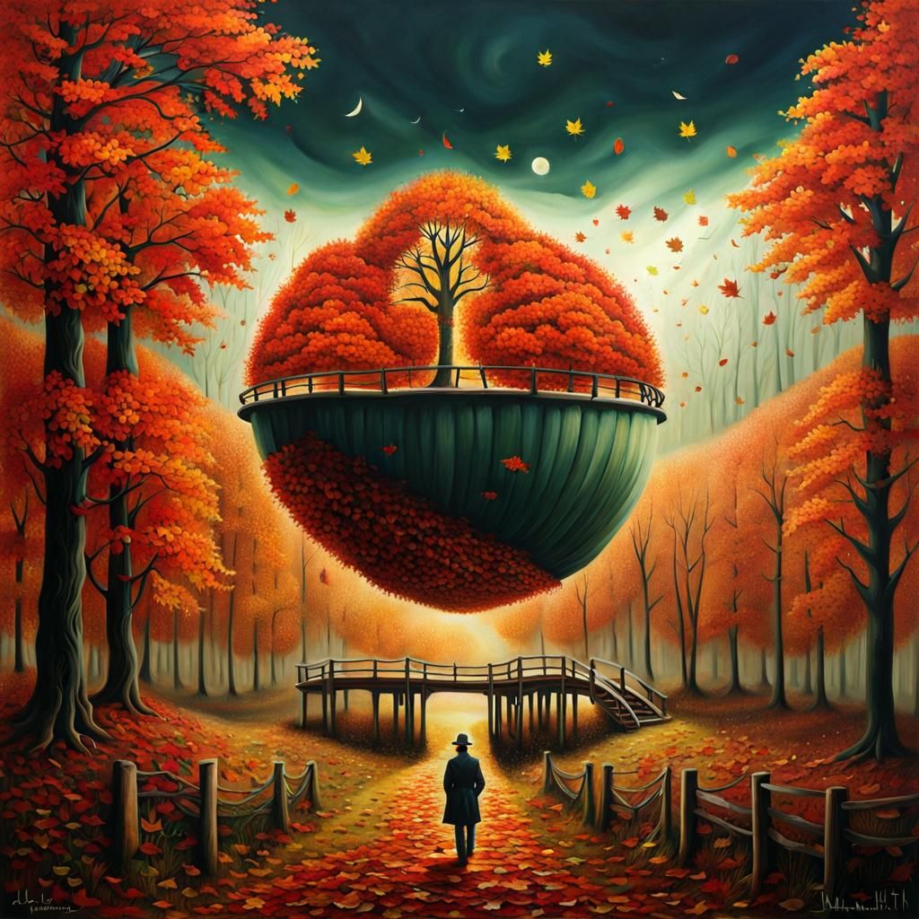 Surreal Autumn Warmth: Dreamlike Landscape