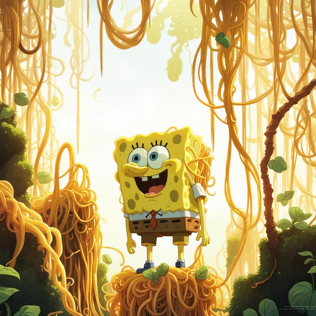 Spongebob in Spaghetti Forest: Ghibli Anime