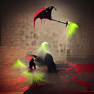 Grim Reaper Shadow with Blood Splatter