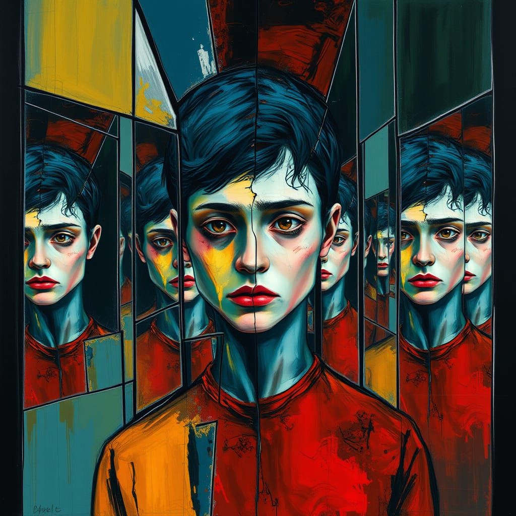 Fragmented Self-Portrait in Hall of Mirrors
