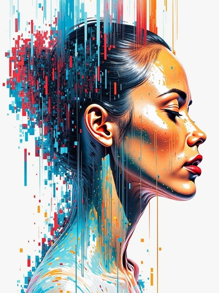 Glitchcore Watercolour with Wet-Wash Techniques