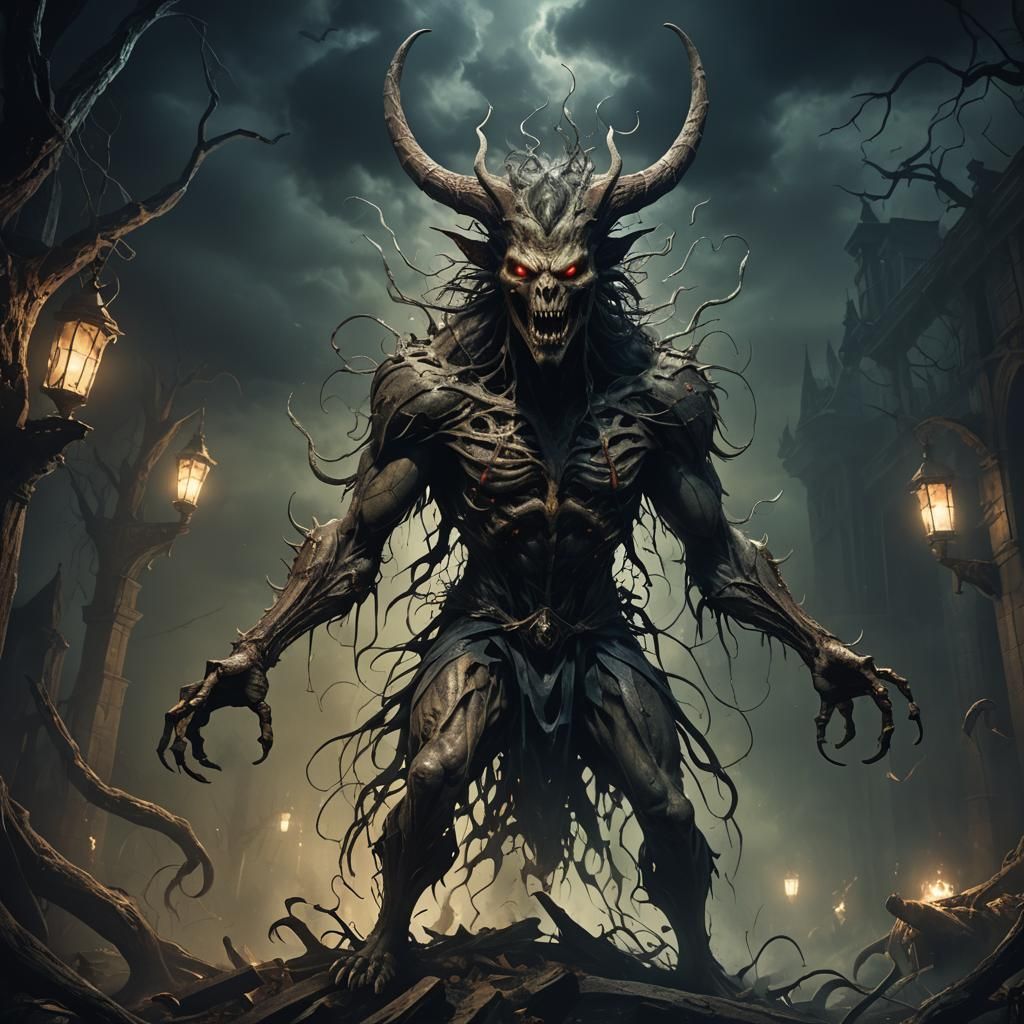 Nightmarish Ghoul in a Dark Romantic Style