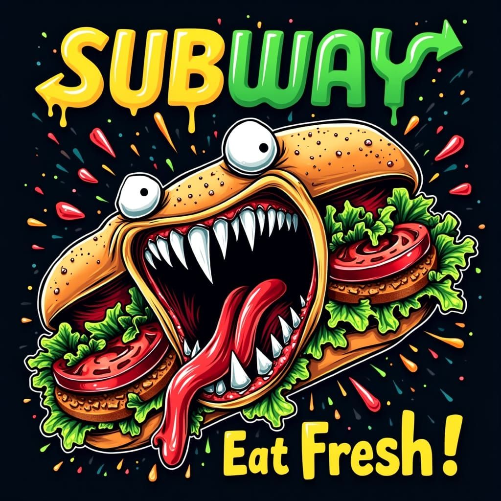 Screaming Subway Sandwich with Wicked Teeth