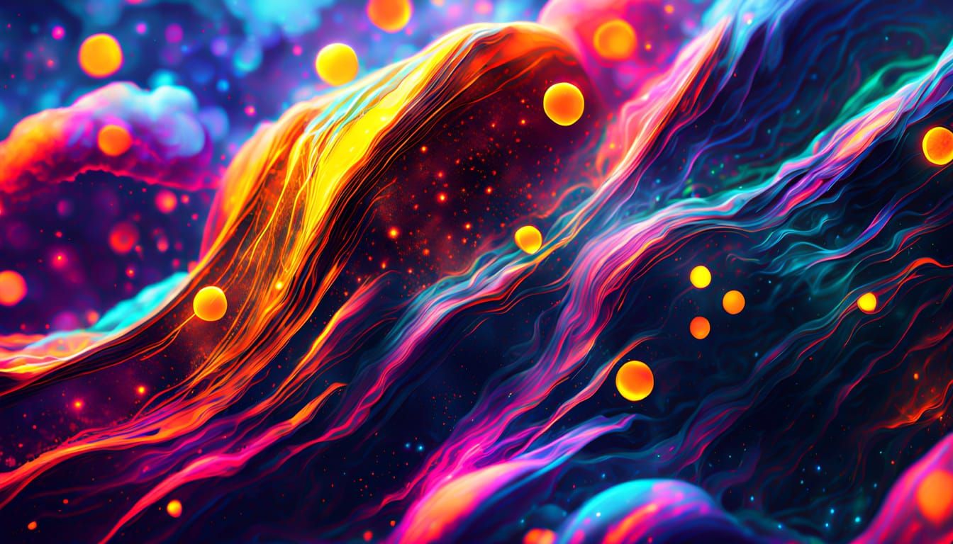 Psychedelic Humanoid in Cosmic Landscape Digital Painting