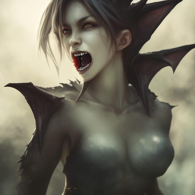 Dragon Girl Portrait in Hyperdetailed Digital Art