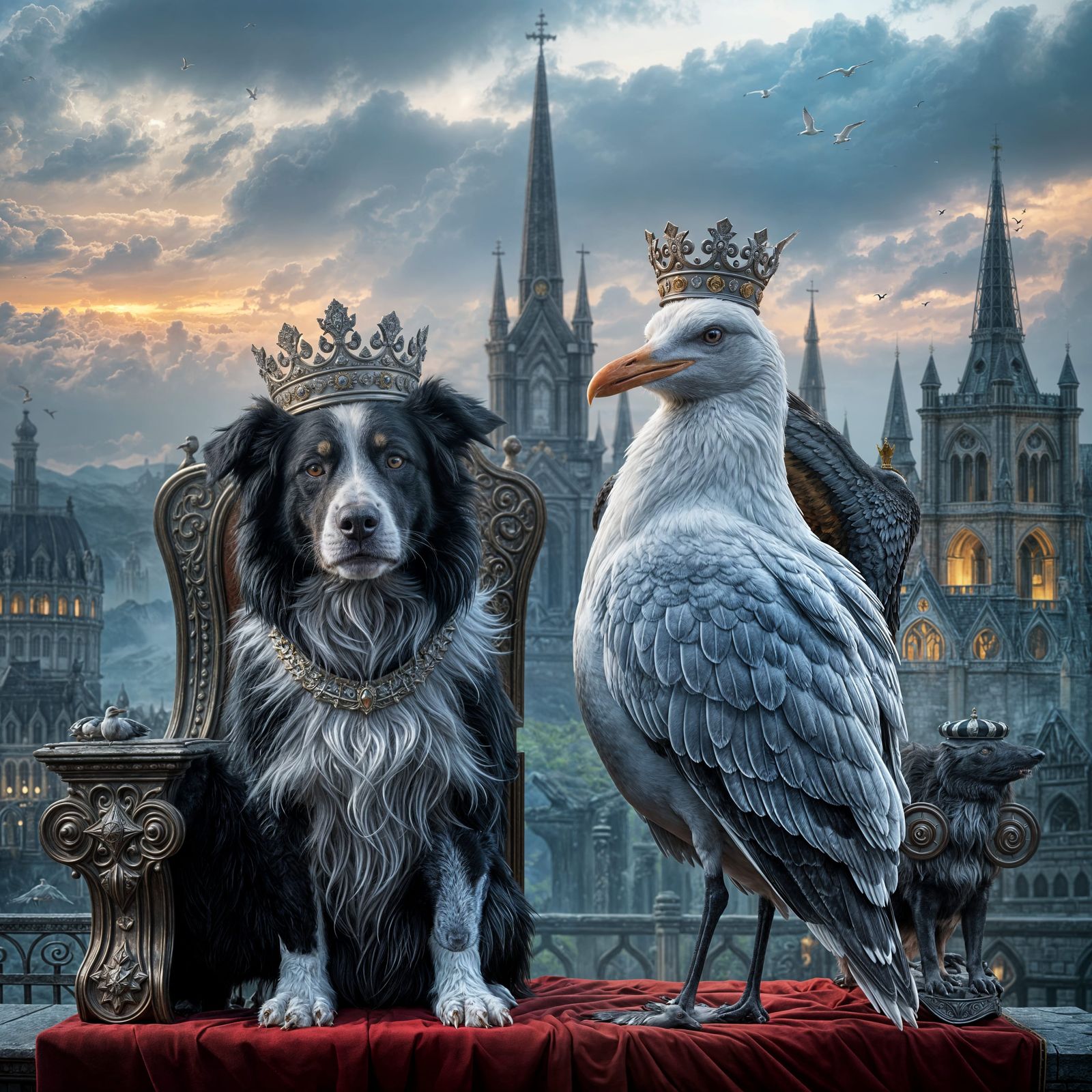 Border Collie and Seagull: King and Queen
