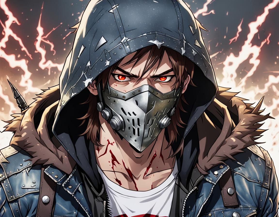 Armored Teen with Lightning, Manga Style