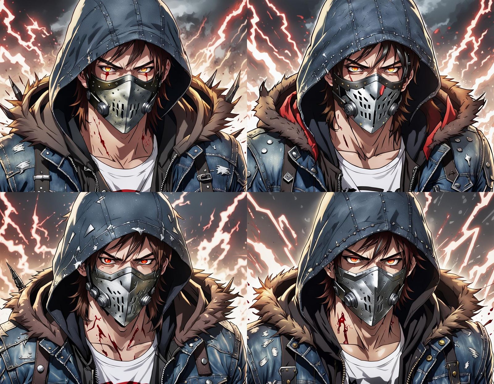 Armored Teen with Lightning, Cel-Shaded Anime Style