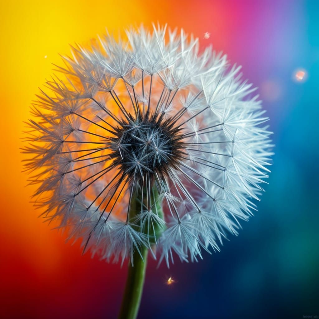 Hyperrealistic Dandelion in Vibrant Splash Art