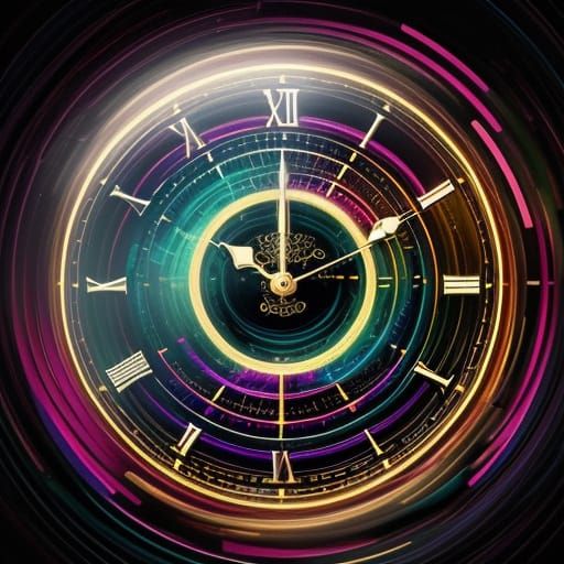 Surreal Gold Pocket Watch Tunnel of Light with Bunnies