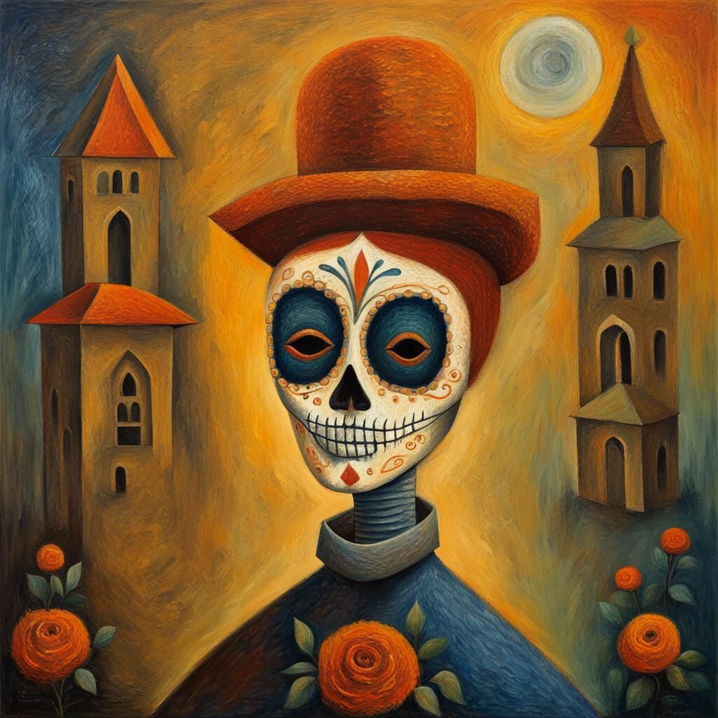 Day of the Dead Expressionist Oil Painting