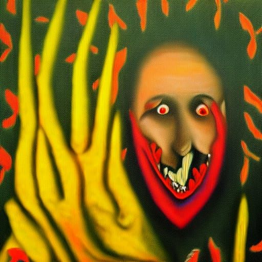 Wistful Vampire in Surreal Naïve-Art Painting