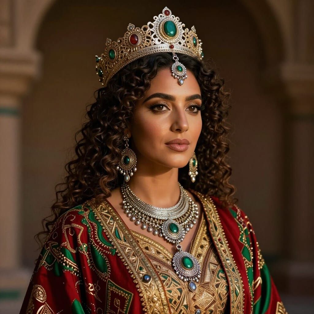 Regal Harari Queen Portrait in Fantasy Realism