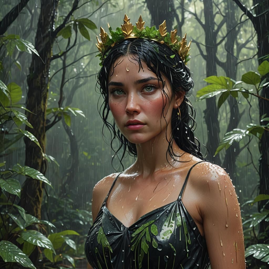 Aphrodite in Magical Rainforest: Fantasy Concept Art