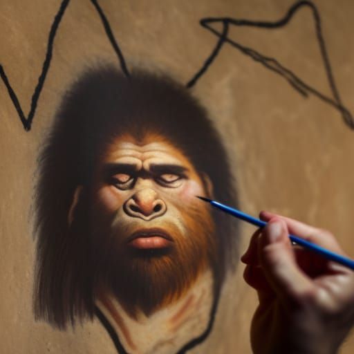 Neanderthal Cave Painting Self-Portrait