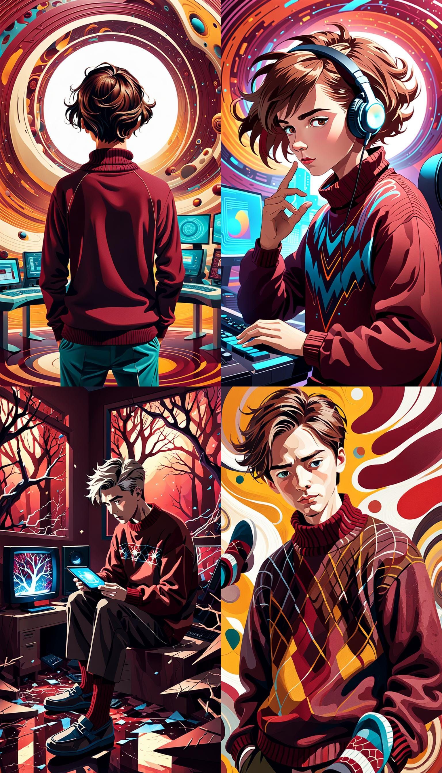 Abstract IT Support Station in Complementary Colors