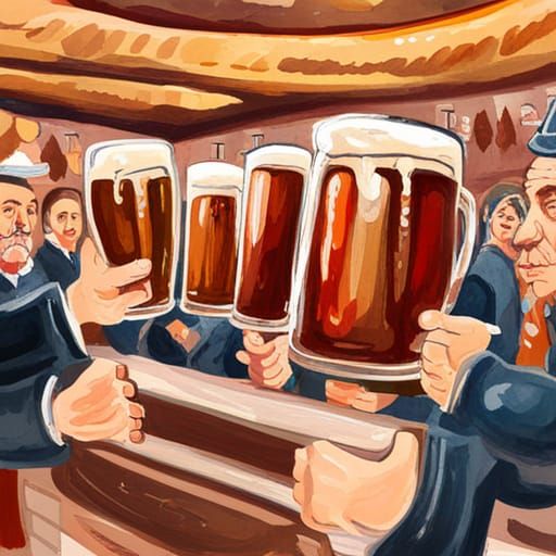 Oktoberfest Beer Festival in Impressionist Gouache Style