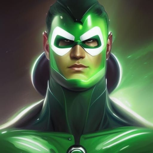 Green Lantern John Stewart Portrait in Art Nouveau Style