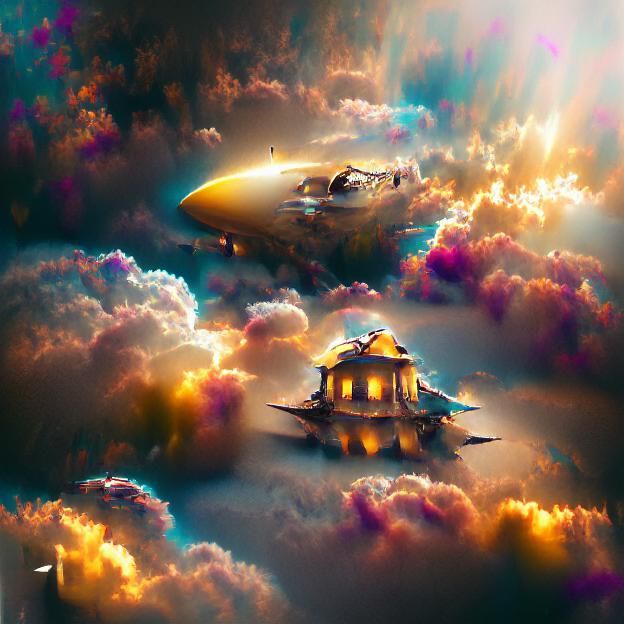 Spaceship in Baroque Style with Volumetric Lighting