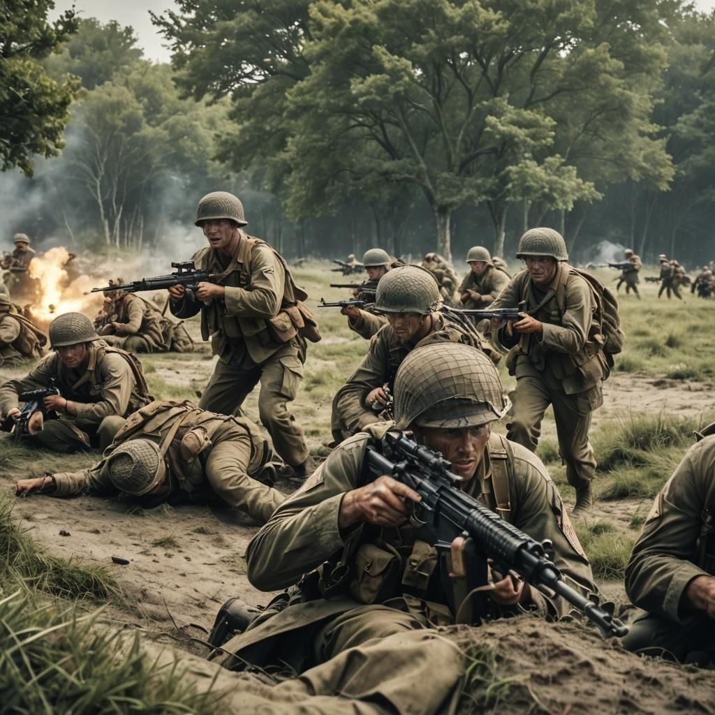 Dramatic D-Day Scene of US Soldiers