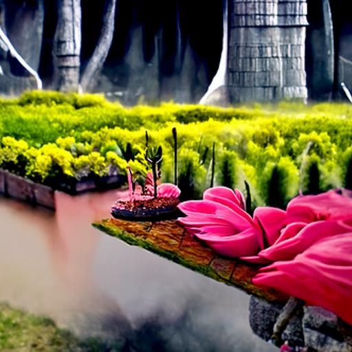 Detailed Matte Painting of Blooming Flower