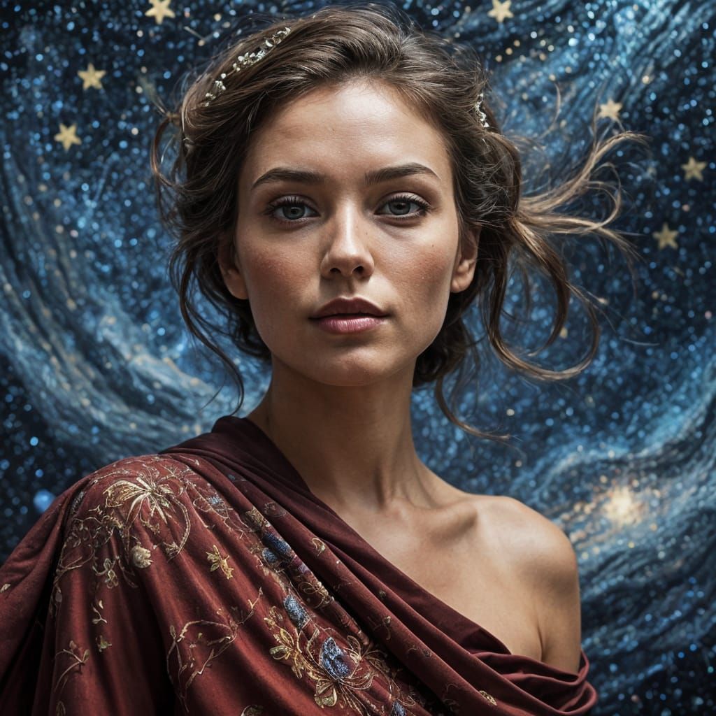 Diva in Textile Mosaic with Starry Velvet Sky