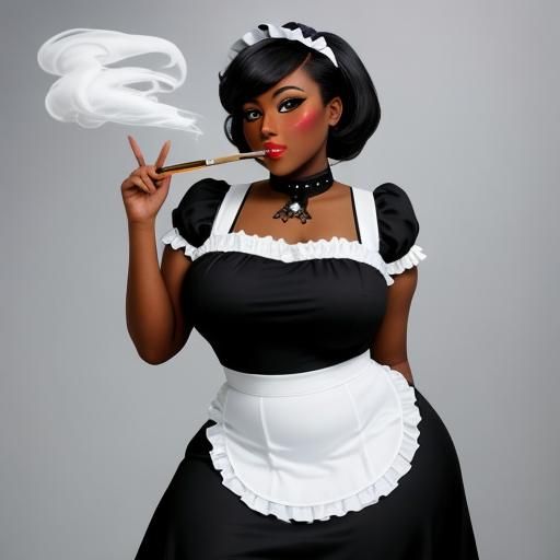 Ebony Plus-Size French Maid Image