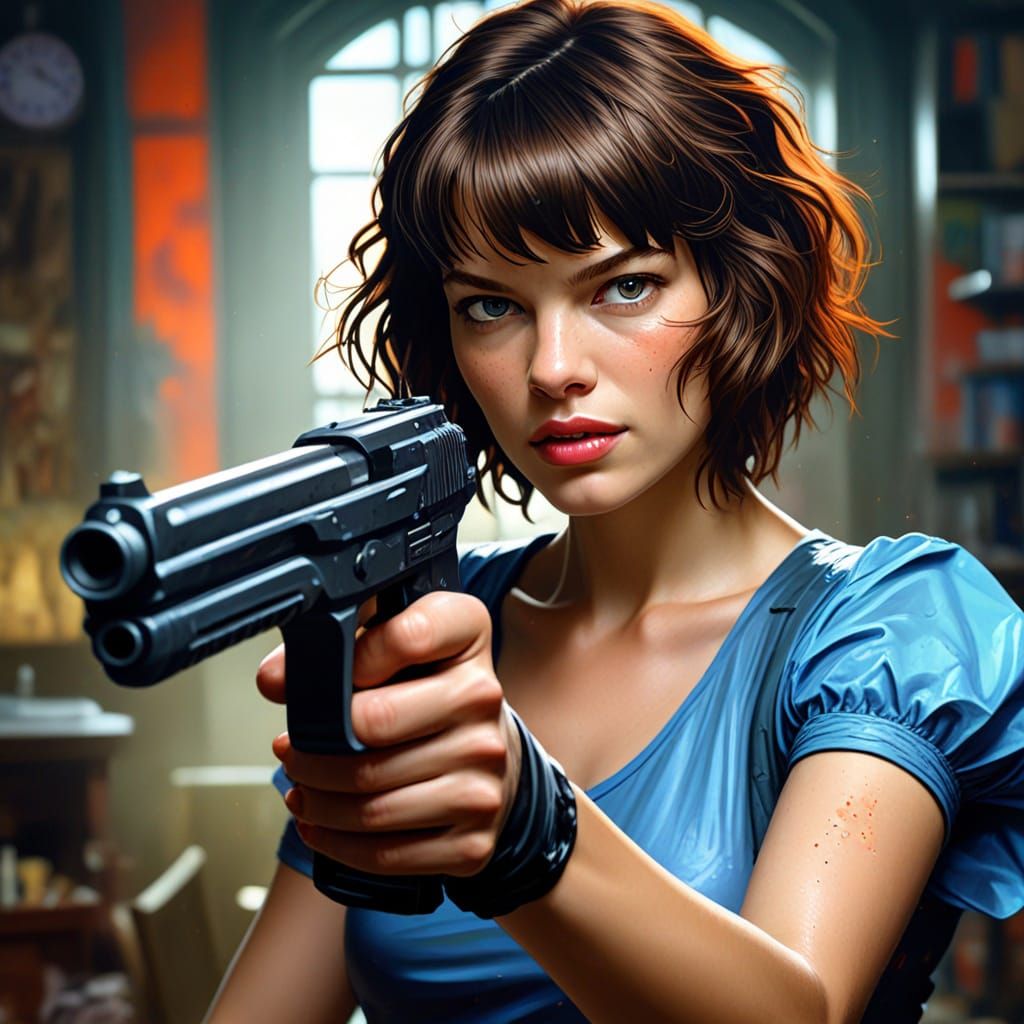 Milla Jovovich as Alice in Resident Evil