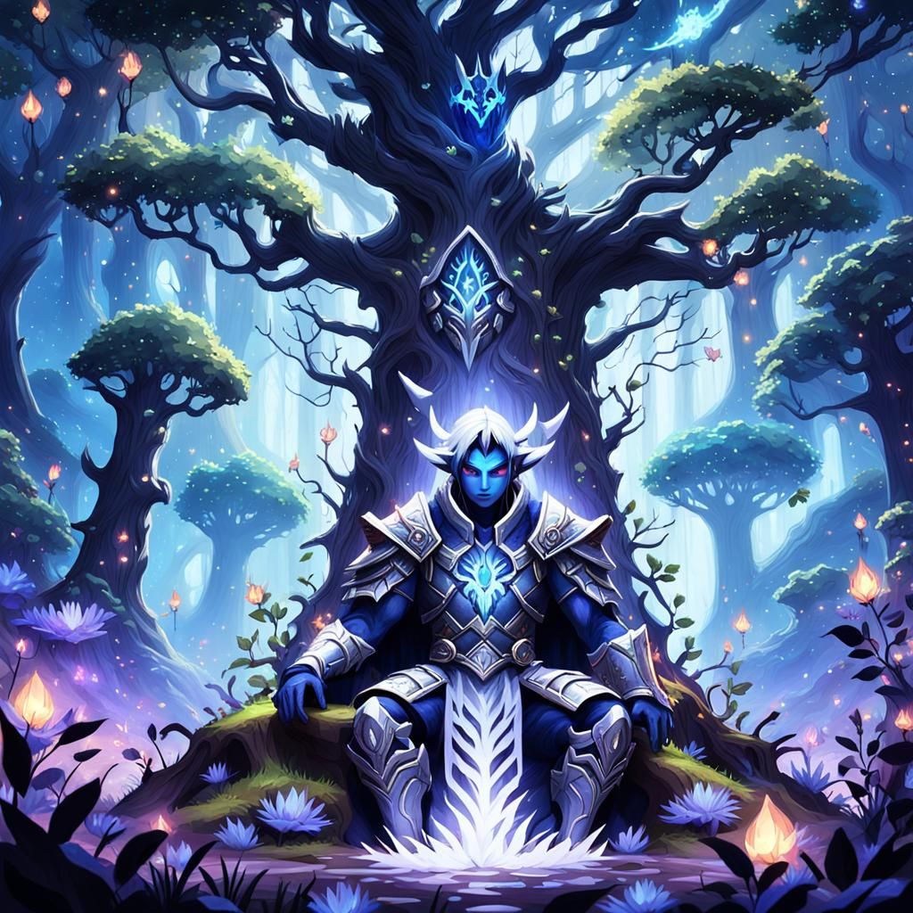 Night Elf Paladin Prayer Under Nordrassil