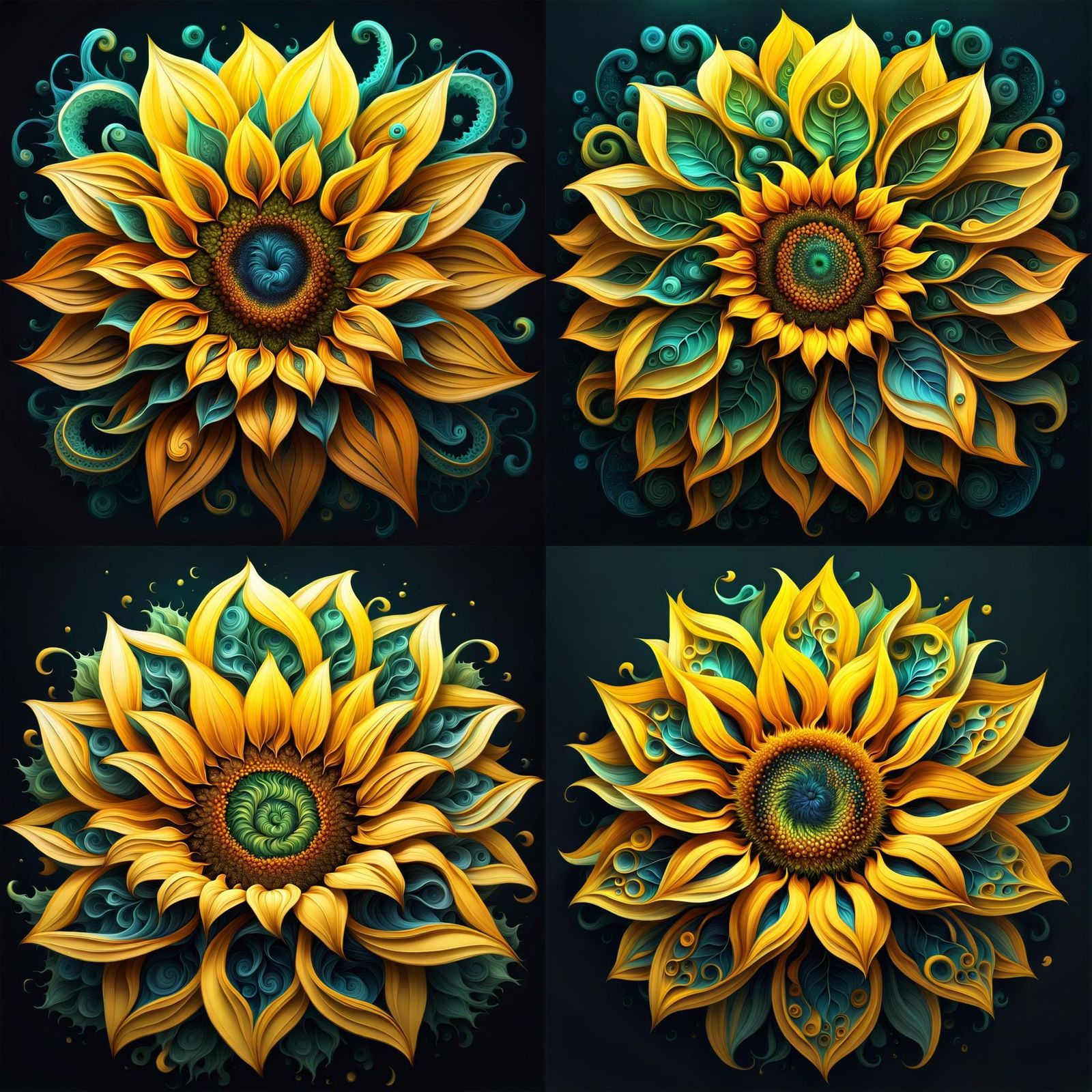 Surreal Sci-Fi Sunflower with Tentacle Petals