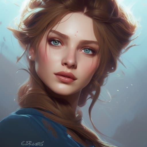 Elsa Portrait in Artgerm and Mucha Style