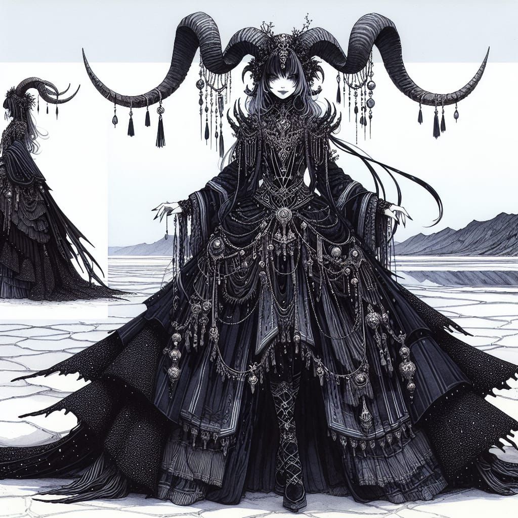 Mysterious Black Enchantress Walks Amidst Salt Flats
